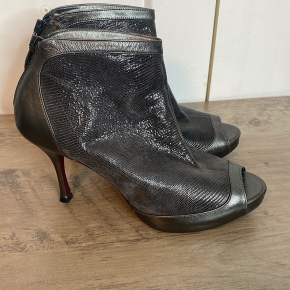 Amalfi by Rangoni | Elegant Dark Pewter Peep-Toe Heels - Zip up - 8 - Italy - Picture 8 of 8